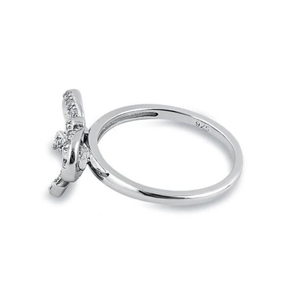 Sterling Silver Clear Bow Ribbon CZ Ring New - Picture 4 of 4
